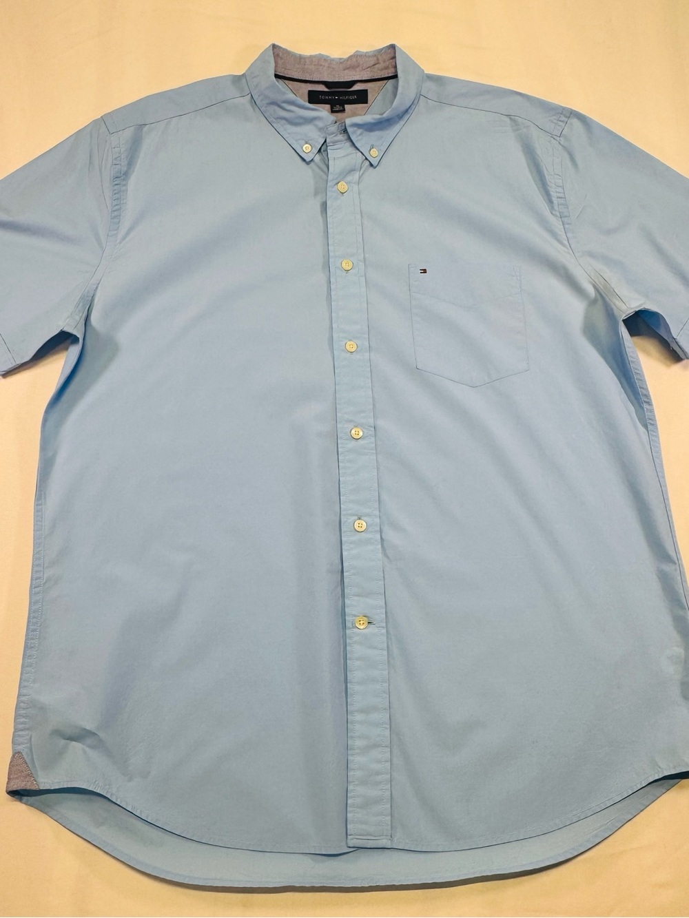 Tommy Hilfiger Sky Blue Short-Sleeve Button-Down Shirt